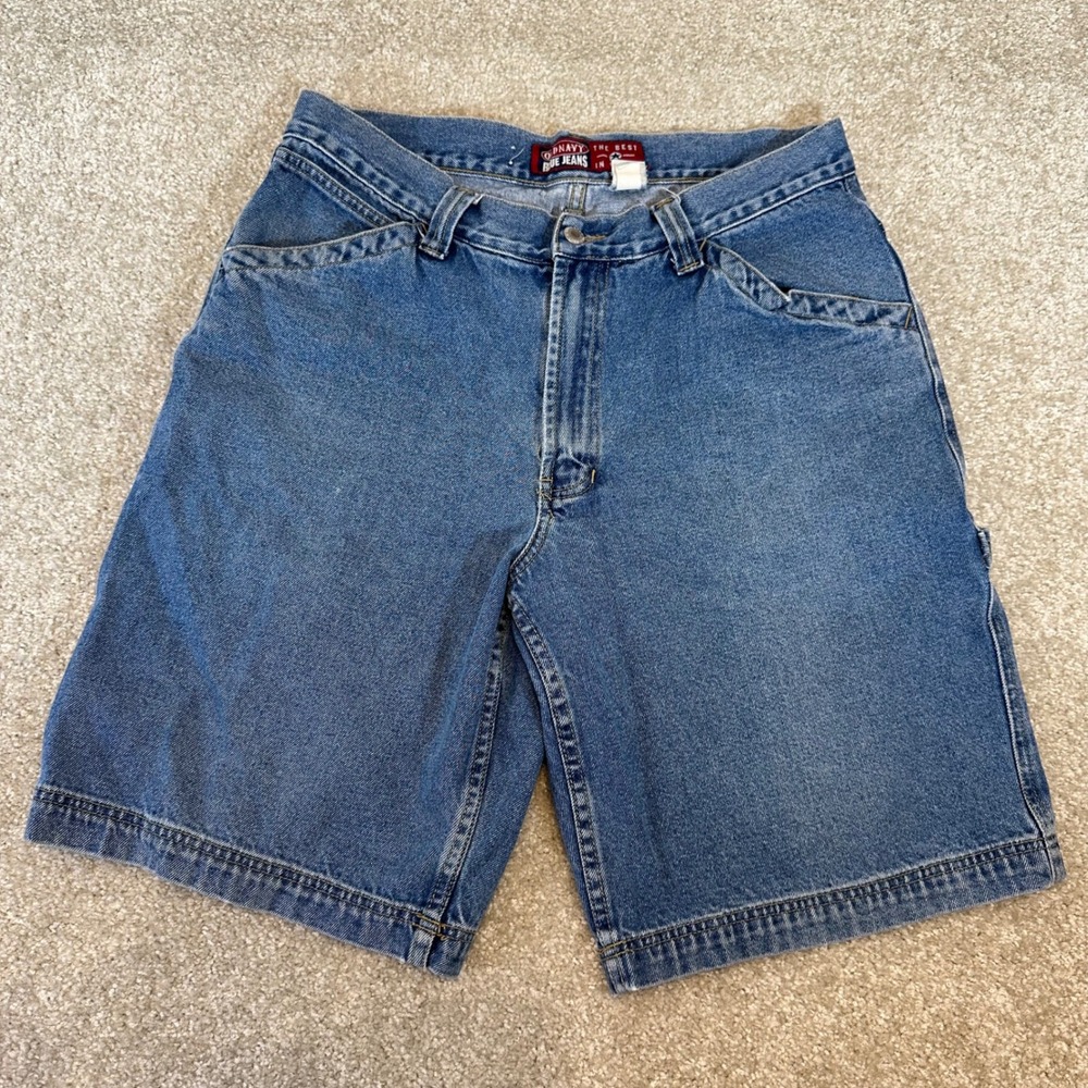 Old‎ Navy Denim Carpenter Shorts Mens Size 33 Blue Jean Relaxed Fit Casual